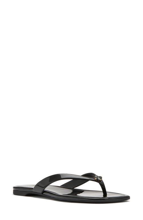 Kate Spade New York Spade Flower Patent Leather Flip Flop In Black