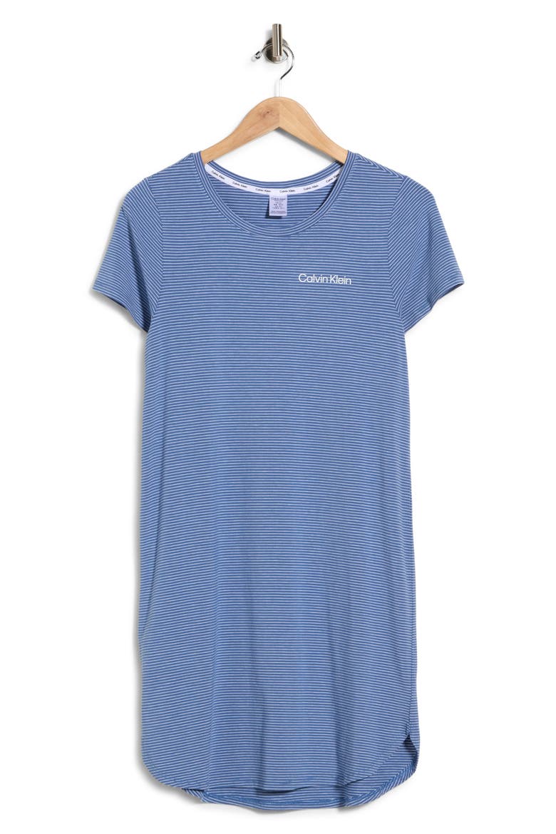 Soft Slumber Short Sleeve Nightshirt, Alternate, color, ANIA STRIPE MOONLIGHT BLUE