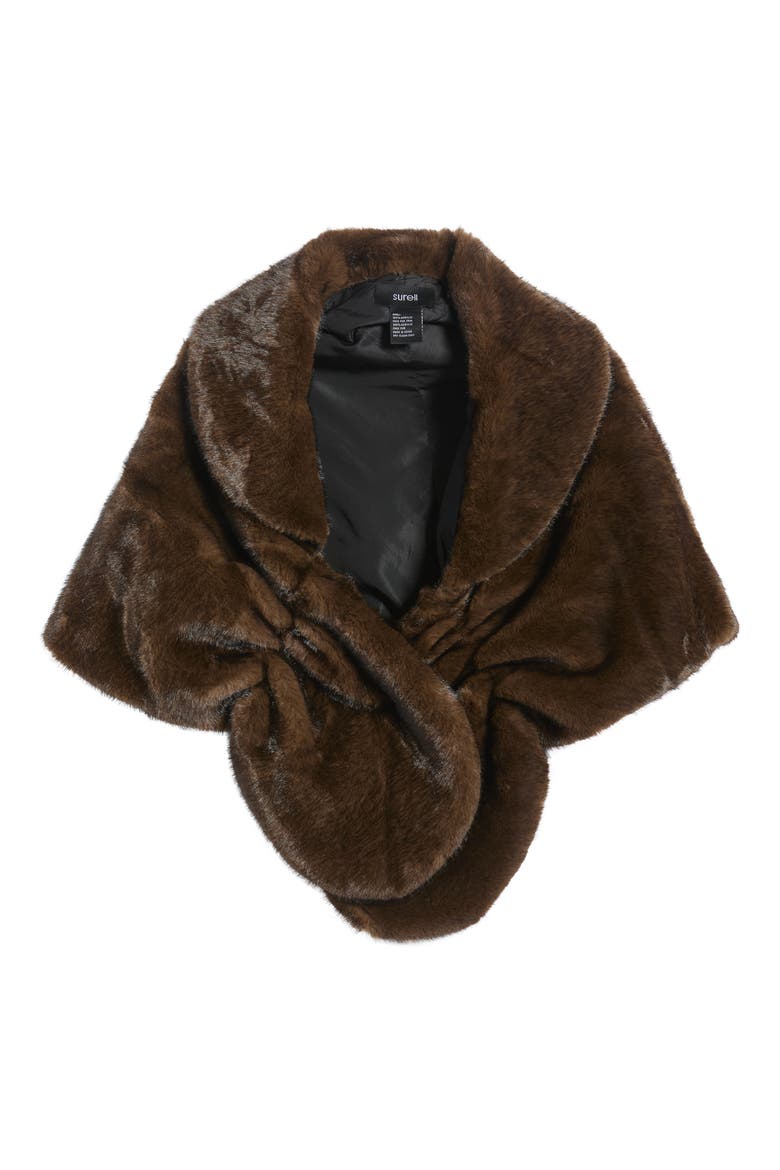 Faux Fur Shawl, Alternate, color, BROWN
