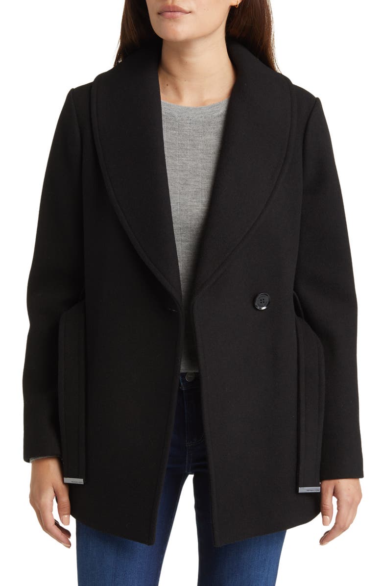 MICHAEL Michael Kors Belted Wool Blend Shawl Collar Coat, Alternate, color,