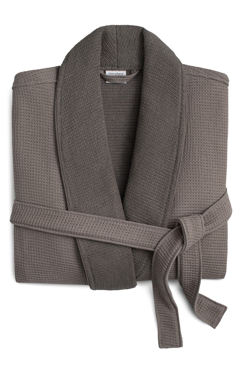 Cozy Earth Waffle Terry Robe, Alternate, color, Charcoal