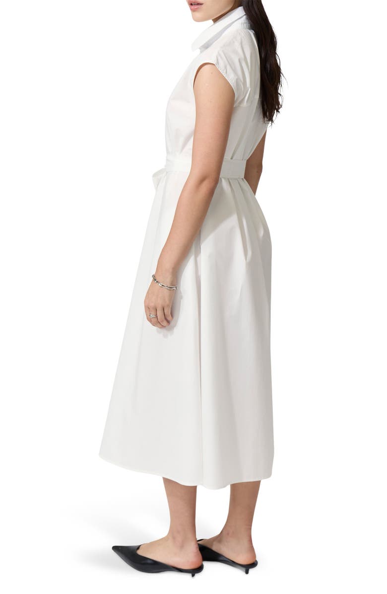 DELUC Imola Tie Waist Sleeveless Shirtdress, Alternate, color, Off White