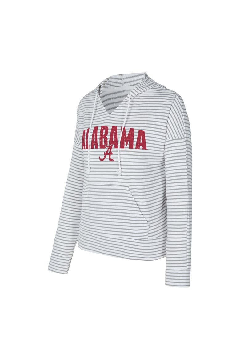 Men's Concepts Sport  White/Gray Alabama Crimson Tide French Terry Striped V-Neck Pullover Hoodie, Alternate, color, White