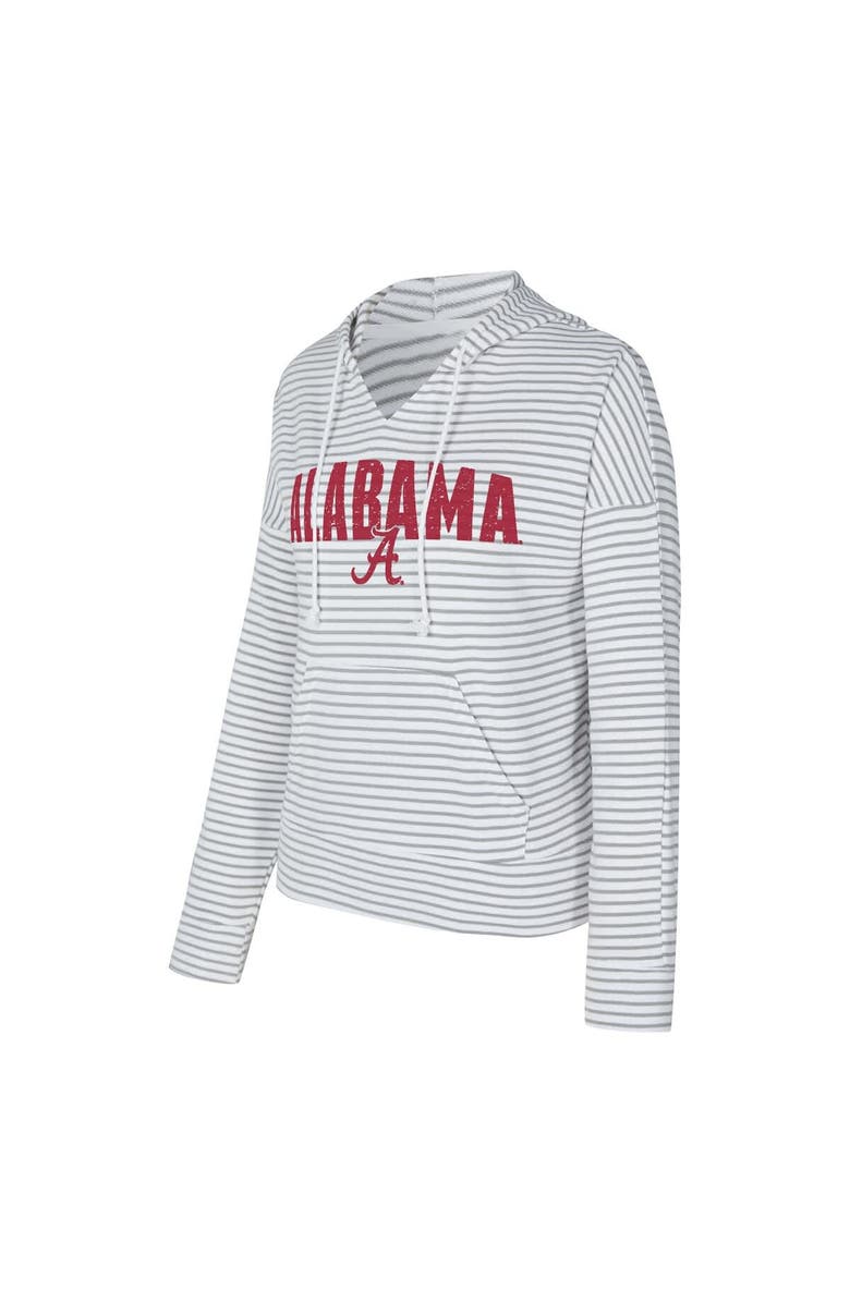 CONCEPTS SPORT Men's Concepts Sport  White/Gray Alabama Crimson Tide French Terry Striped V-Neck Pullover Hoodie, Alternate, color, White