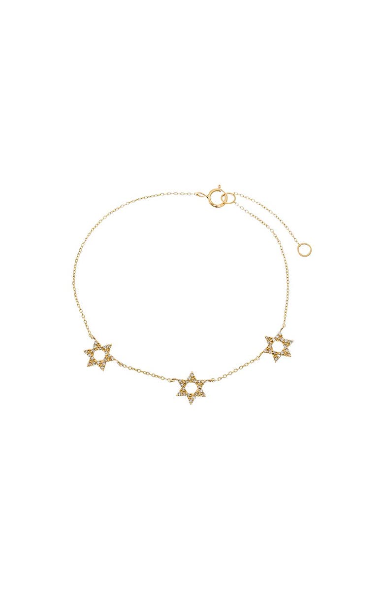 BY ADINA EDEN Diamond Pave Triple Star Of David Bracelet 14K, Main, color, 