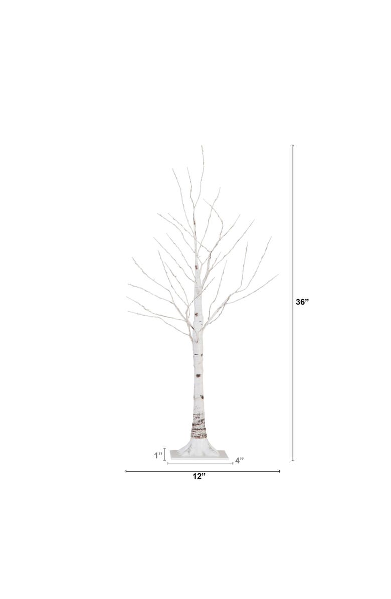 NEARLY NATURAL 3-ft Pre-Lit Artificial White Birch Tree with 120 Warm White LED Lights, Alternate, color, White