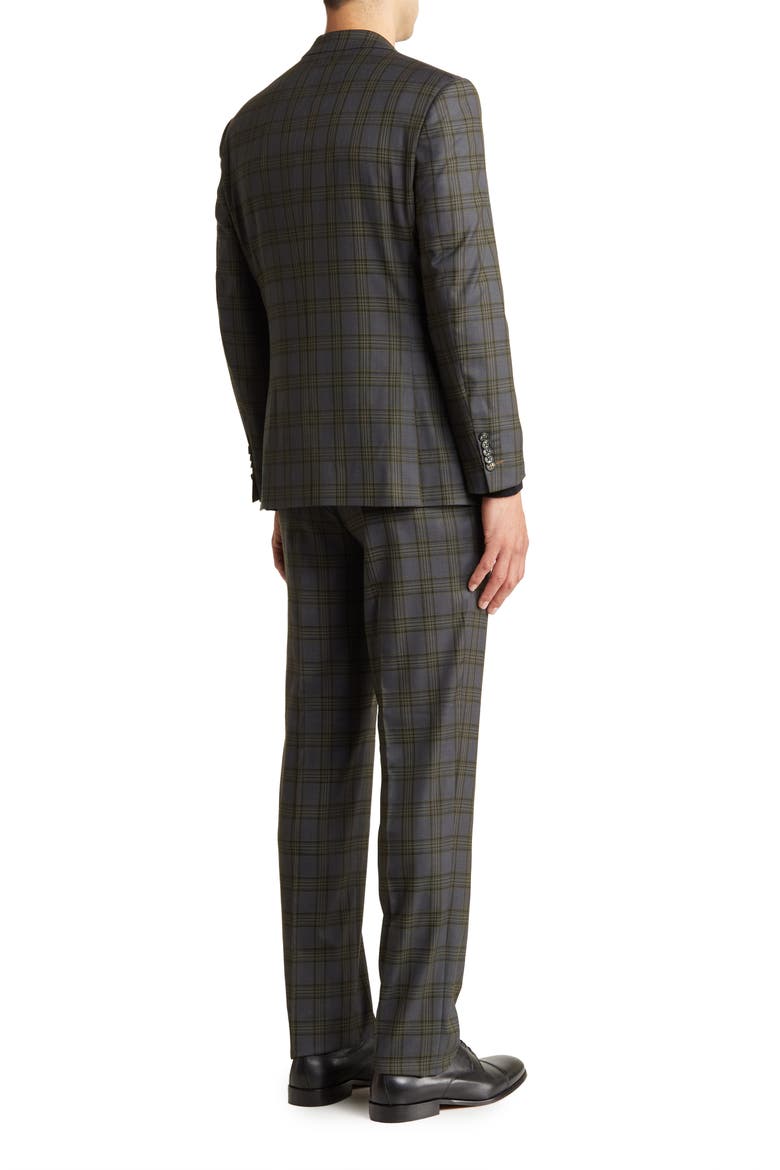 Trim Fit Green Plaid Two Button Peak Lapel Suit, Alternate, color, GREEN