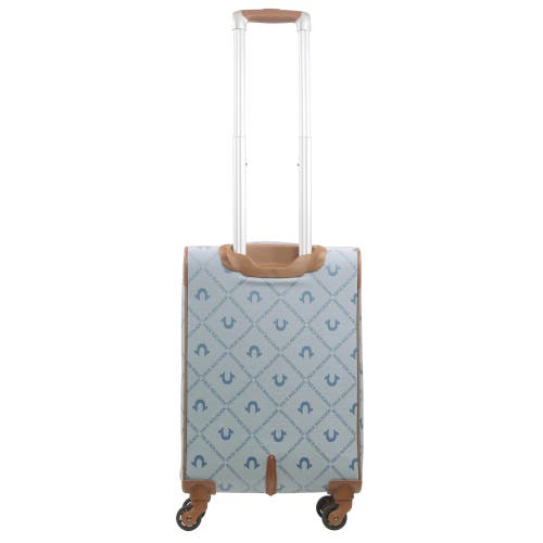 TRUE RELIGION TRUE RELIGION SOFT SIDED 23" EXPANDABLE, SPINNER LUGGAGE WIITH IONIC LOGO MONOGRAM AND BUDDHA PATCH 