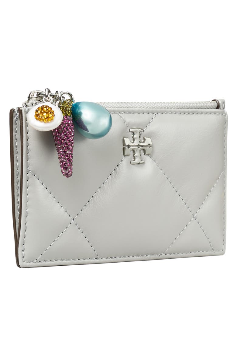 Kira Diamond Quilt Charm Zip Wallet, Alternate, color, GREY