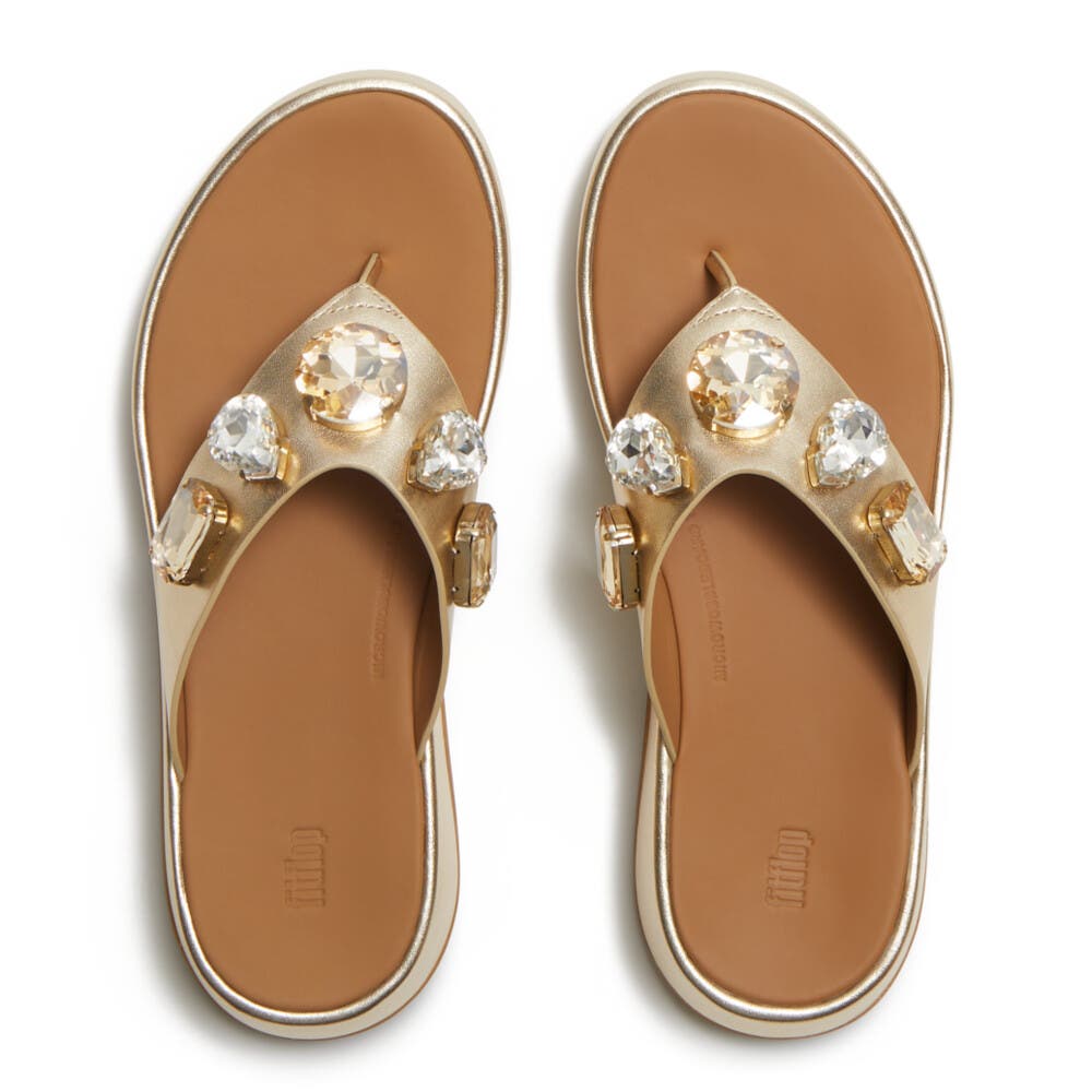 FitFlop F-Mode Ultra-Jewel TP Sandal, Alternate, color, Platino