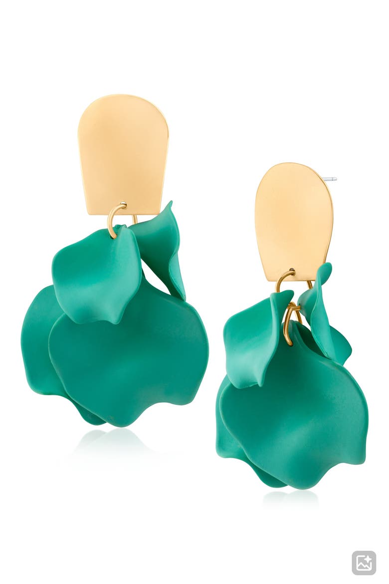 Ginkgo Flower Drop Earrings (Nordstrom Exclusive), Main, color, TEAL/ GOLD