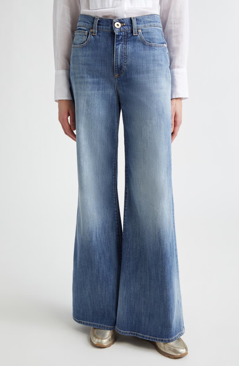 Eleventy Garment Dye Flare Leg Bull Denim Jeans, Alternate, color, 130 Sky Blue