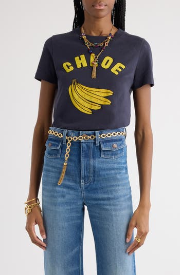 Chloe クロエ　バナナ　Tシャツ Chloé Baby Fit Logo T Shirt In Cotton Jersey | Chloé US
