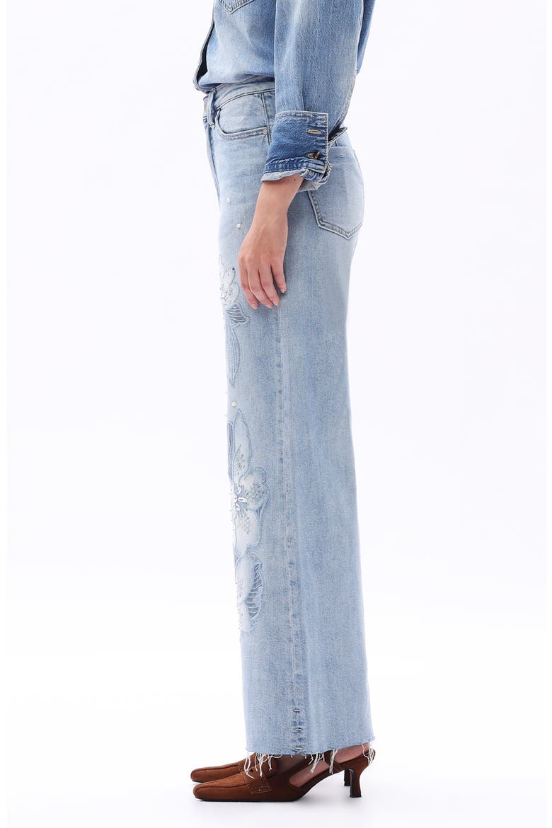 Portland Embellished High Waist Wide Leg Jeans, Alternate, color, LIGHT BLUE