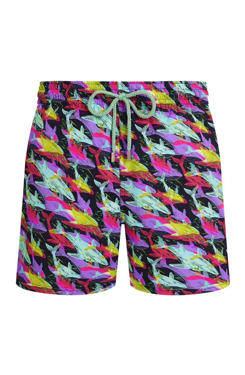 Vilebrequin Men Stretch Short Swim Shorts Whales Offset, Main, color, Navy