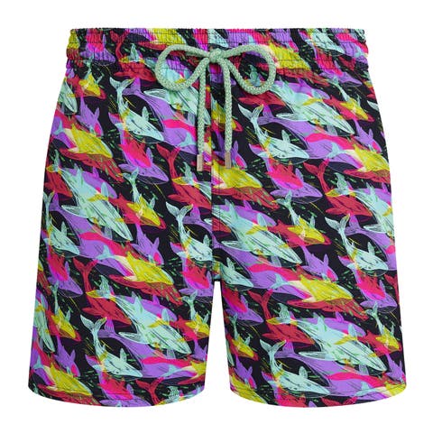 Men Stretch Short Swim Shorts Whales Offset