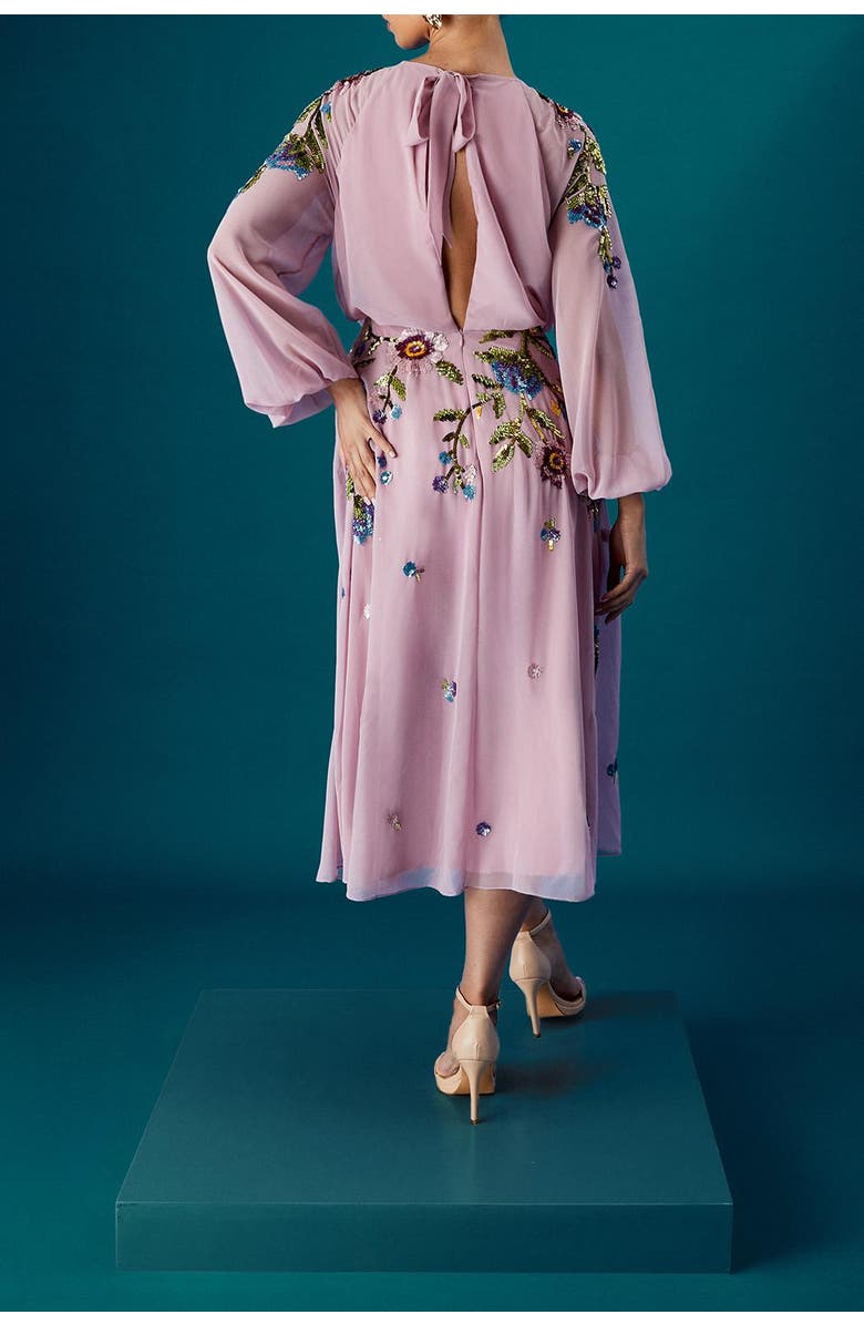 Coast Embellished Sequin Midi Dress, Alternate, color, Rose