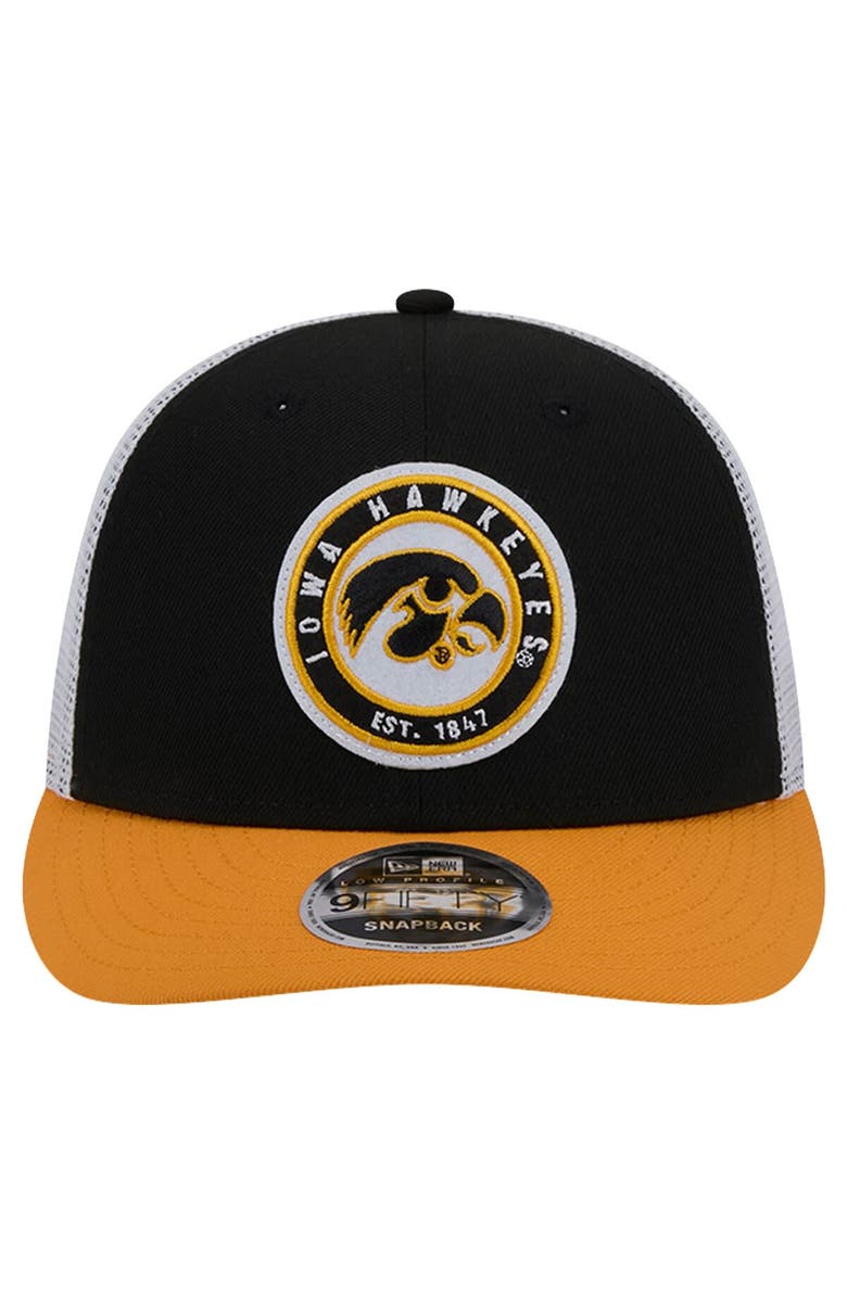 New Era Men's New Era Black Iowa Hawkeyes Throwback Circle Patch 9FIFTY Trucker Snapback Hat, Alternate, color, Black