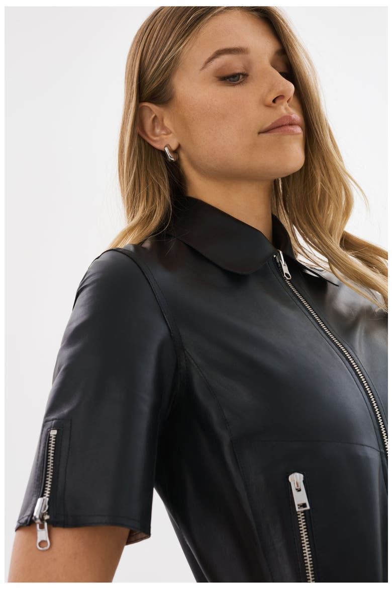 SEVANA | Reversible Leather Jacket, Alternate, color, Black/Silver