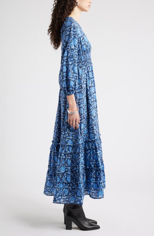 Chelsea28 Tiered Ruffle Long Sleeve Maxi Dress In Blue