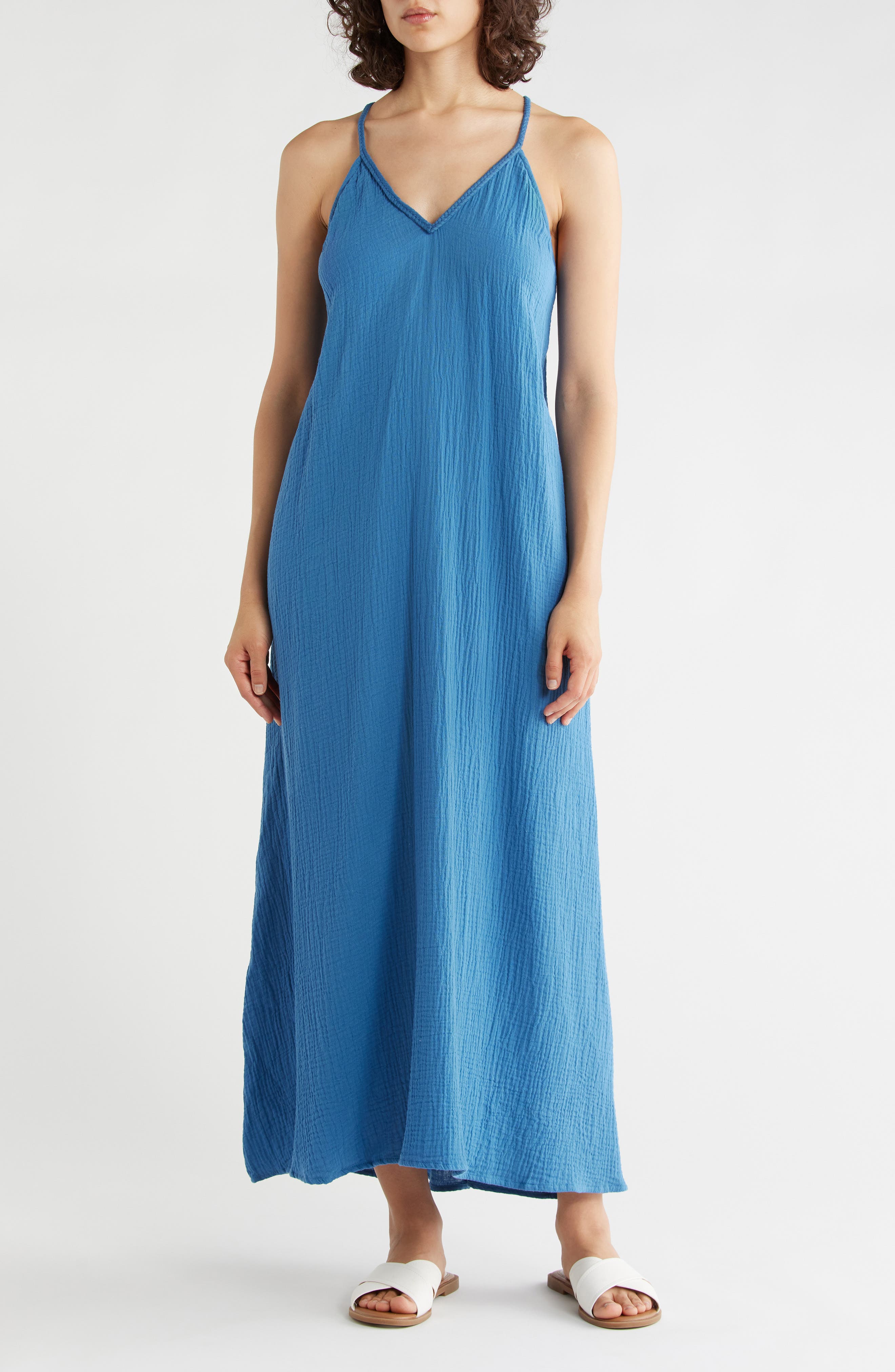 Lovestitch Mesh Racerback Cotton Gauze Midi Dress
