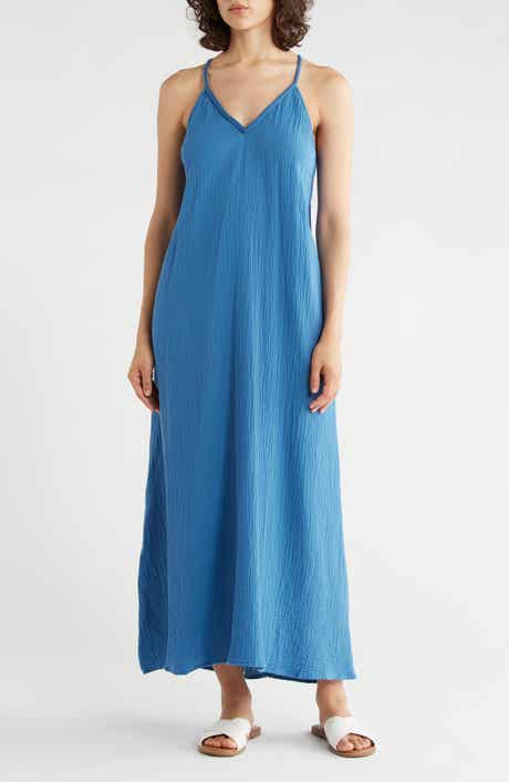 Lovestitch Mesh Racerback Cotton Gauze Midi Dress