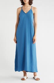 Lovestitch Mesh Racerback Cotton Gauze Midi Dress
