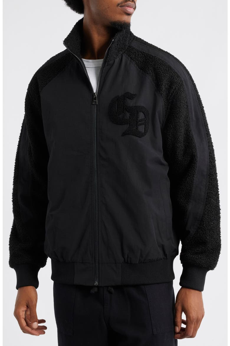 High Pile Fleece Track Jacket, Alternate, color, BLACK