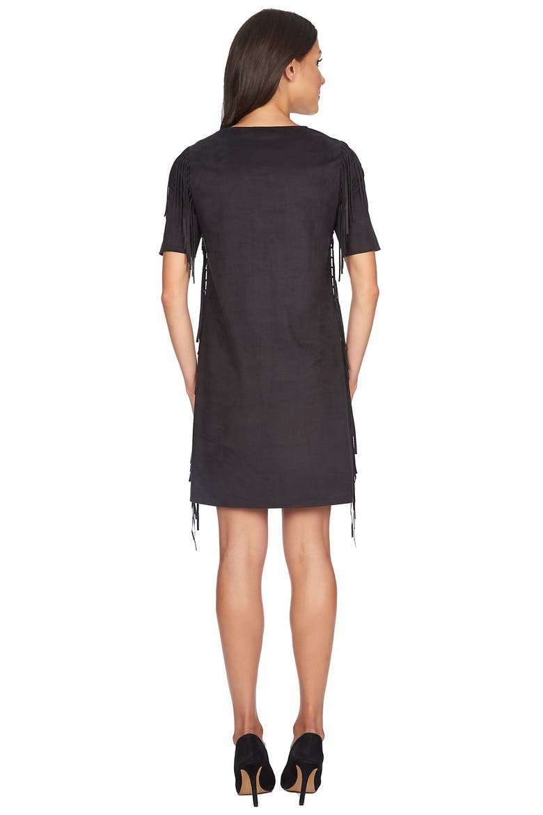 Faux Suede Shift Dress, Alternate, color, RICH BLACK