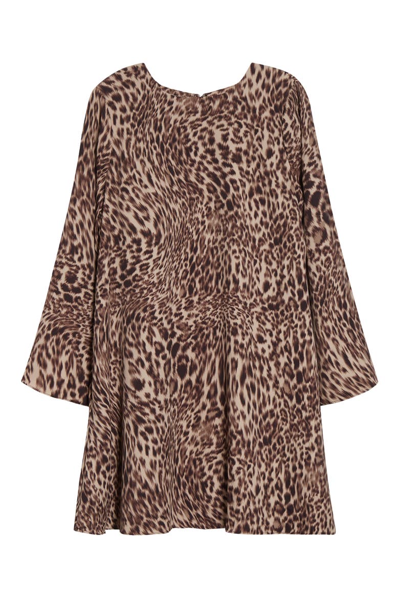Abstract Leopard Print Long Sleeve Dress, Alternate, color, RICH TAUPE