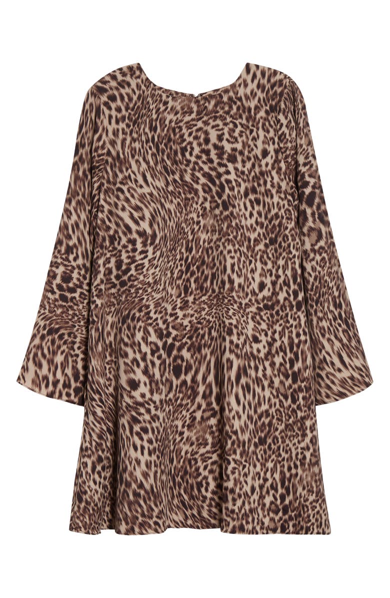 Vince Camuto Abstract Leopard Print Long Sleeve Dress, Alternate, color, Rich Taupe