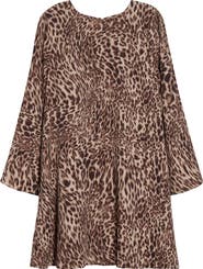 Vince Camuto Abstract Leopard Print Long Sleeve Dress