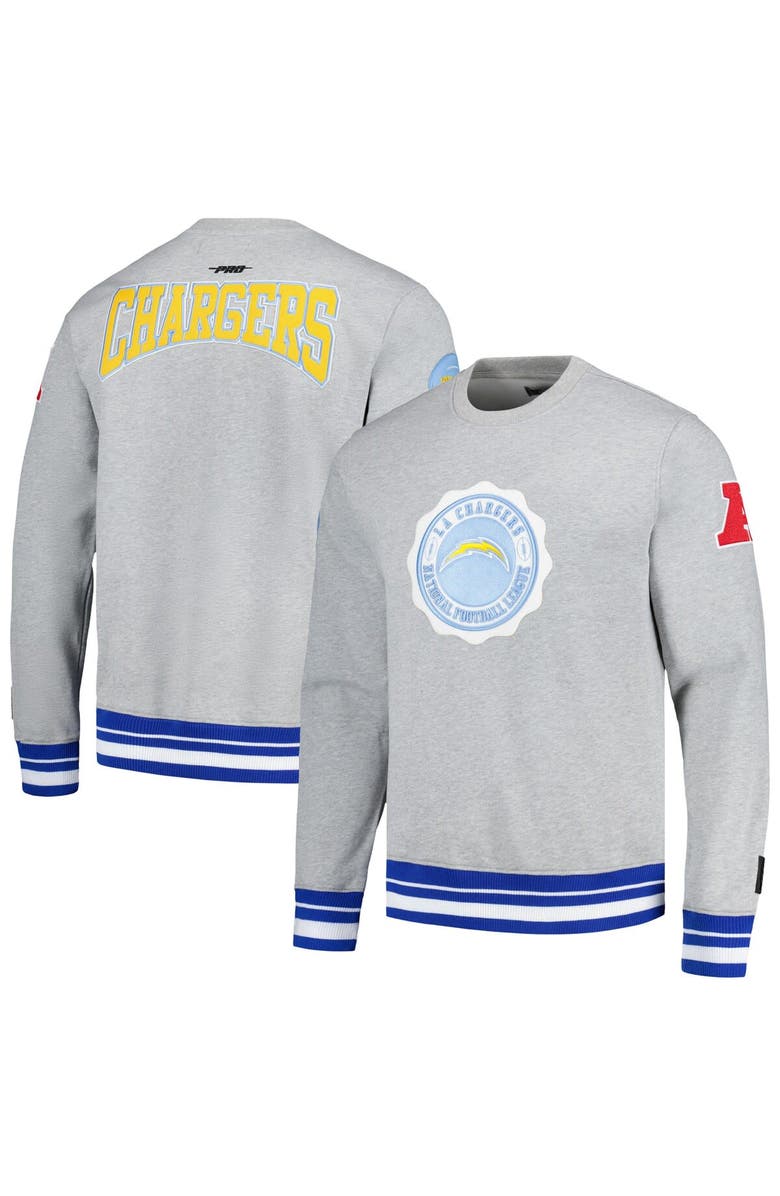 PRO STANDARD Men's Pro Standard Heather Gray Los Angeles Chargers Crest Emblem Pullover Sweatshirt, Main, color, Heather Gray