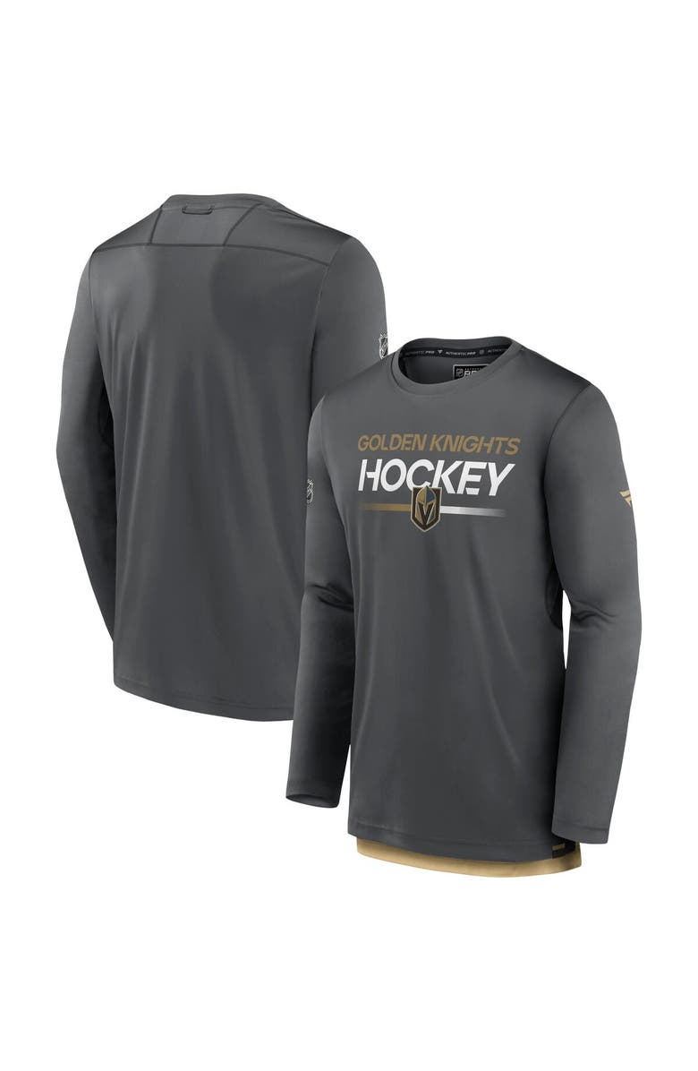 FANATICS Men's Fanatics Branded Gray Vegas Golden Knights Authentic Pro Long Sleeve T-Shirt, Alternate, color, Charcoal