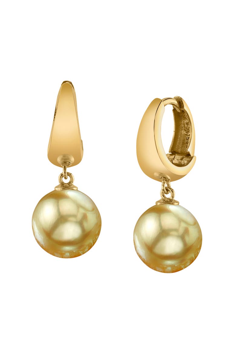 Golden South Sea Pearl Hoop Willa Dangling Earrings, Main, color, Yellow Gold