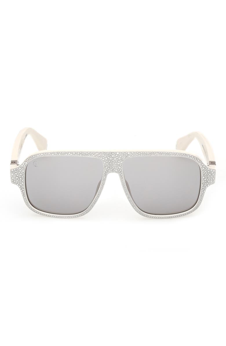 Christian Louboutin 57mm Mirrored Navigator Sunglasses, Main, color, 