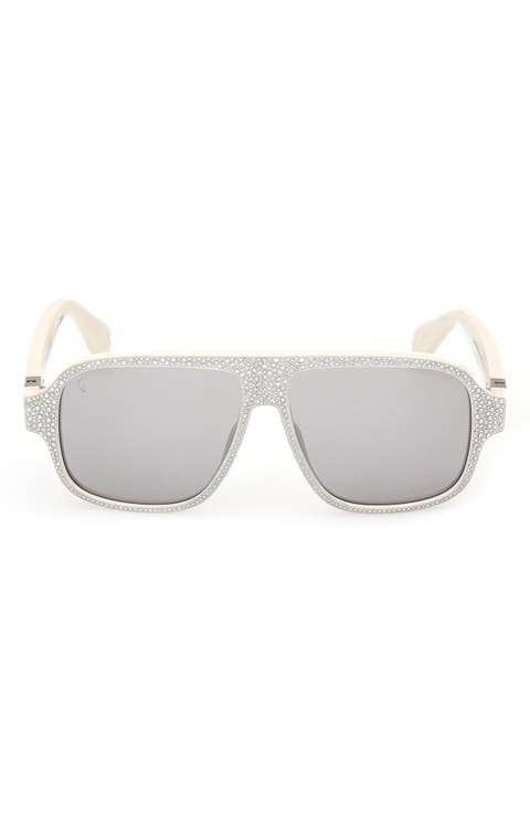 57mm Mirrored Navigator Sunglasses