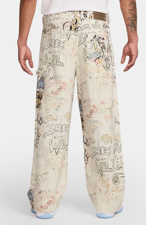 Air Jordan Loose Fit Playground Print Carpenter Pants