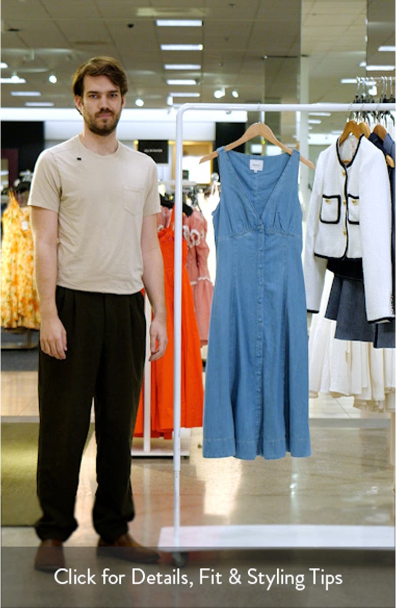 Sebastien Button Front Organic Cotton Denim Midi Dress, sales video thumbnail