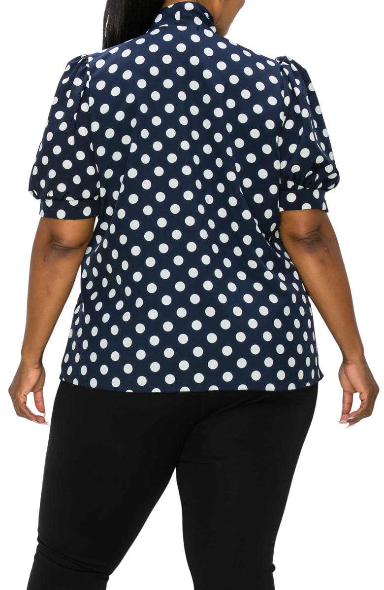 L I V D Minnie Polka Dot Tie Neck Stretch Top, Alternate, color, 