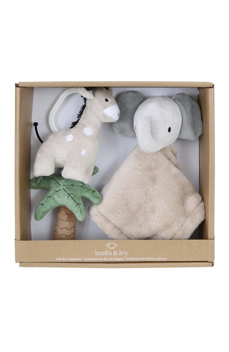 Lambs 
Ivy Jungle 3-Piece Developmental Soft Plush Baby/Infant Toy Gift Set, Main, color, Cream