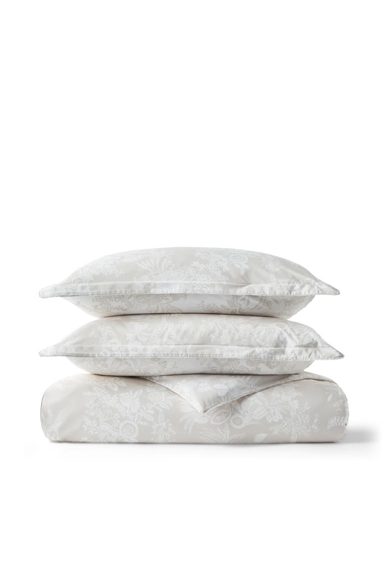 Beatrice Luxury Cotton Percale Jacquard Duvet Cover Sets, Main, color, Beige