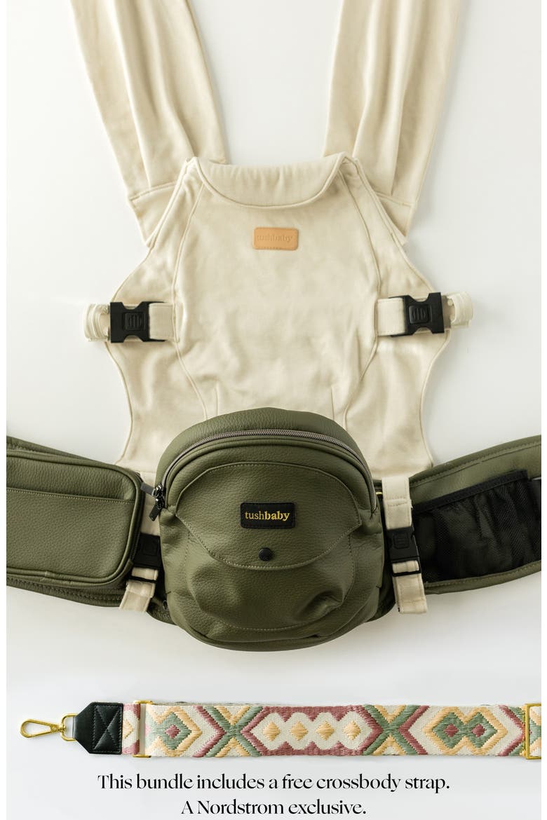 Hands-Free Carrier Set with Included Crossbody Strap, Alternate, color, OLIVE/ CREAM/ EMBROIDERED PINK