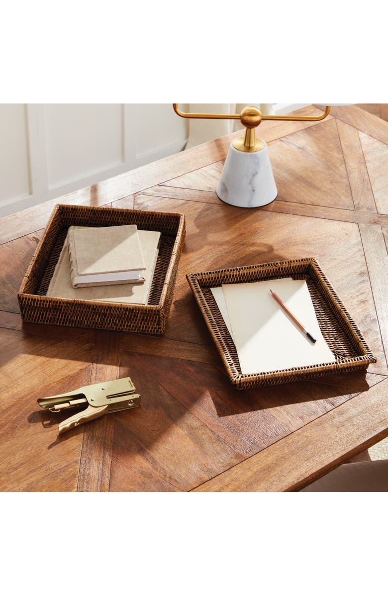 Napa Home & Garden Burma Rattan Lidded Letter Storage Decorative Tray, Alternate, color, Brown