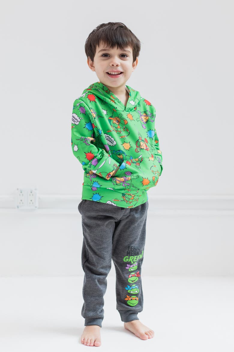 Fleece 2-Piece Hoodie and Pants Set, Alternate, color, Green Charcoal
