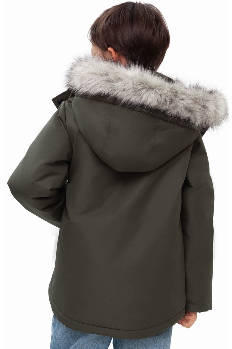 Kids' Parka Coat with Detachable Trim, Alternate, color, Olive