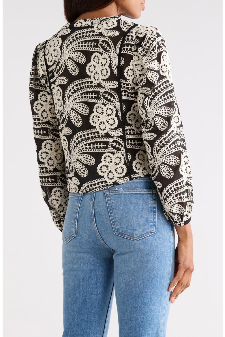 Embroidered Buttoned Shirt, Alternate, color, BLACK/ IVORY