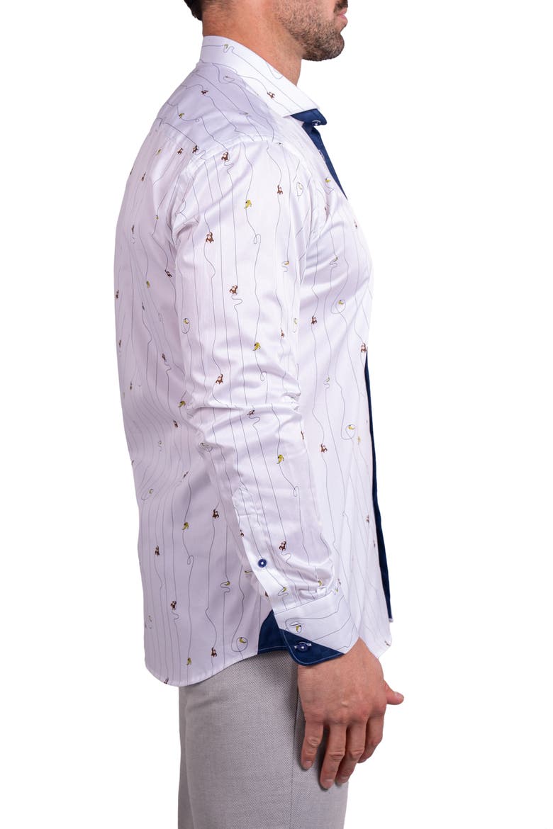 Einstein Ascension 0211 Monkey Print Contemporary Fit Button-Up Shirt, Alternate, color, WHITE