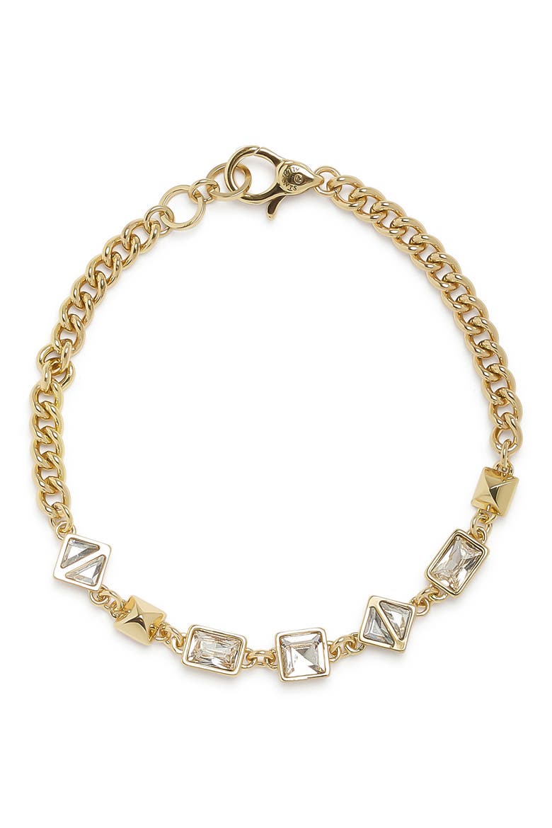 Geometric Crystal Bracelet, Main, color, GOLD