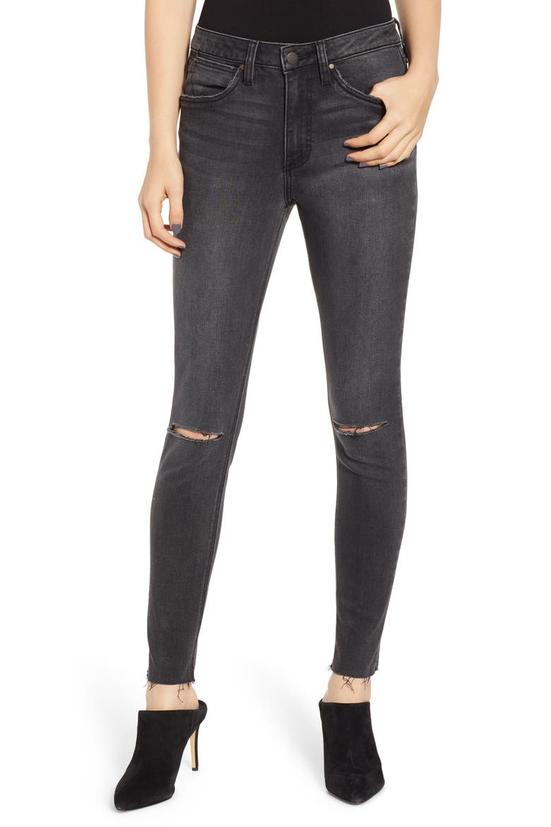 Ripped High Waist Skinny Jeans, Main, color, GREY